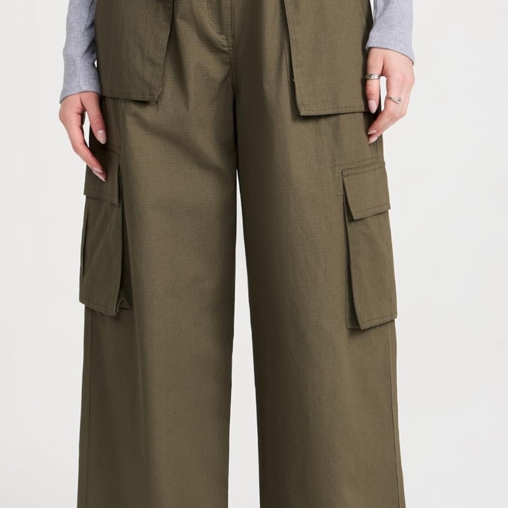 MOON RIVER Cotton Olive Cargo Pants - Picture 7 of 15